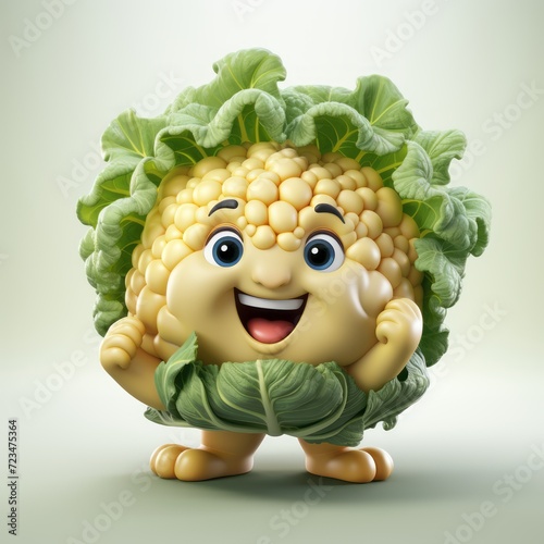 Smiling and Joyful Cauliflower 3D Character © Vidkit
