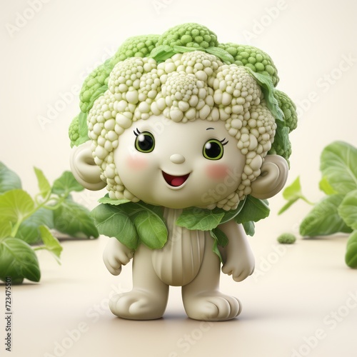 Smiling and Joyful Cauliflower 3D Character