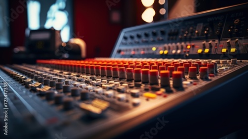 Professional mixer of a soundboard in a recording studio. Generate AI image photo