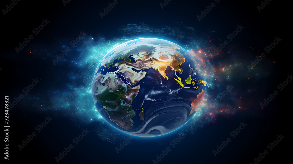 Earth in the cosmic sky, abstract space background of a planet in the universe Earth in the cosmic sky, abstract space background of a planet in the universe