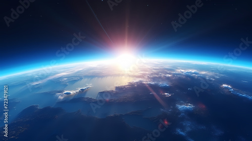 Earth in the cosmic sky, abstract space background of a planet in the universe