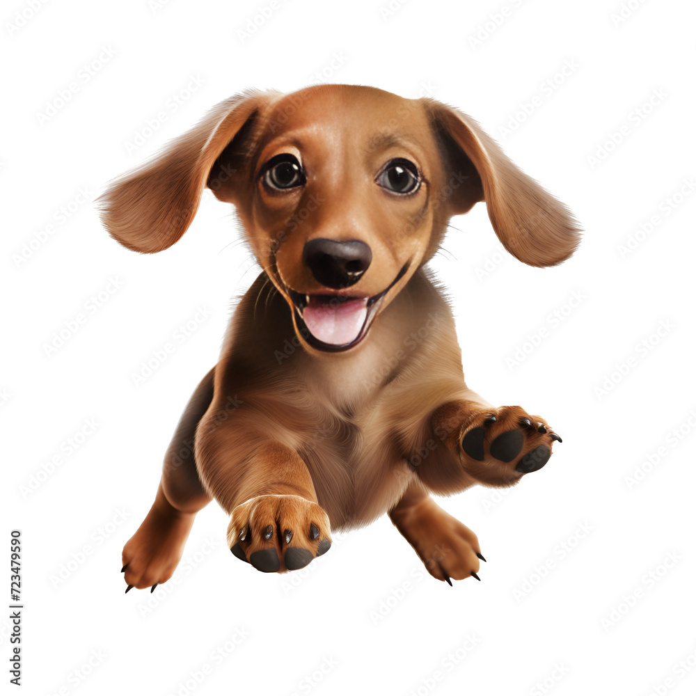 Cute playful doggy or pet is playing and looking happy isolated on transparent background