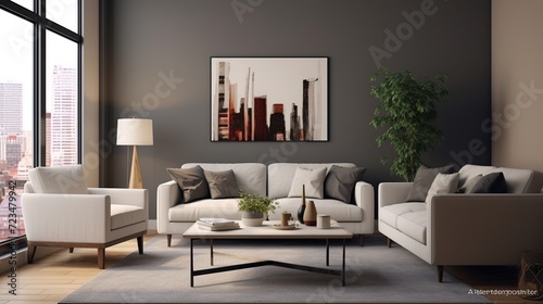 Modern aesthetic living room interior composition with elegant color palette  © Faisal