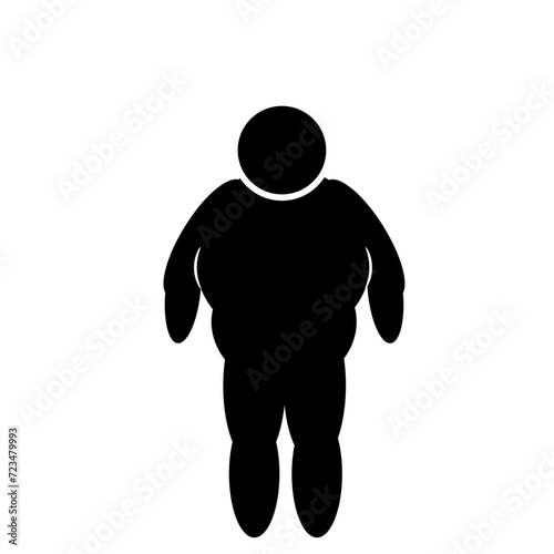 Fat man vector icon. Black illustration isolated on white background for graphic and web design.obesity