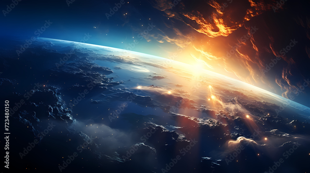 Earth in the cosmic sky, abstract space background of a planet in the universe Earth in the cosmic sky, abstract space background of a planet in the universe