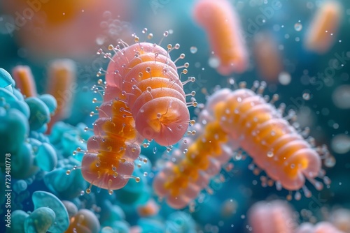 Tiny, vibrant worms dance gracefully in the depths of the underwater world, showcasing the beauty and diversity of marine invertebrates
