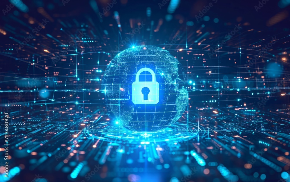 Obraz premium Global Cybersecurity Network Illustration