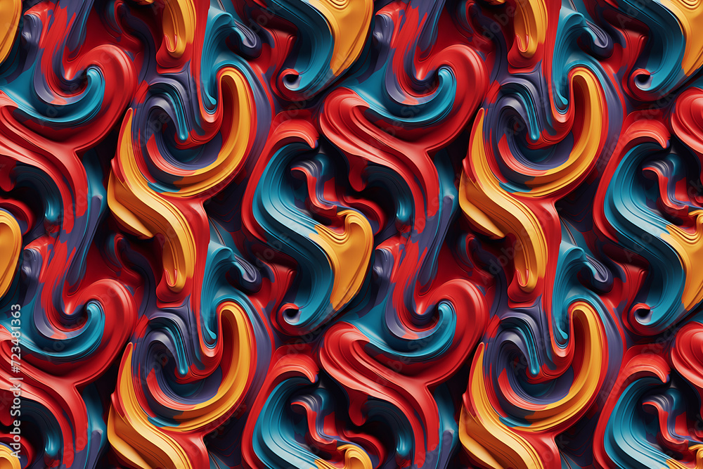 Obraz premium Vivid Rhapsody Swirls, Abstract Fusion Waves