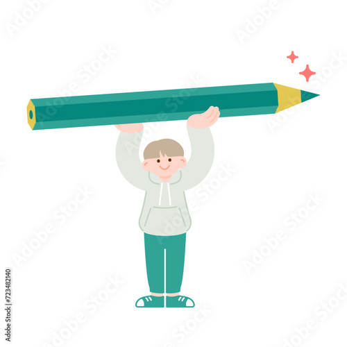 鉛筆を持った少年