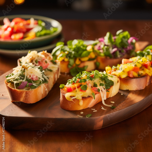 "Experience the art of bruschetta crafting with our smoking hot creation – a medley of flavors on a rustic board, perfectly sliced for sharing delight."