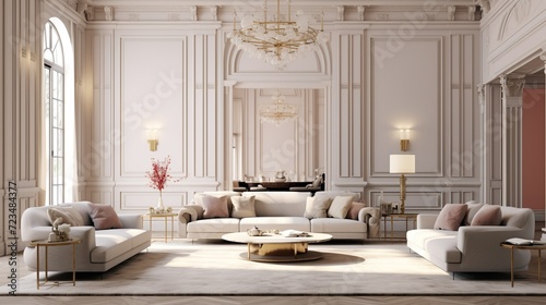 Creative interior composition of modern luxury living room with elegant color palette  © Faisal