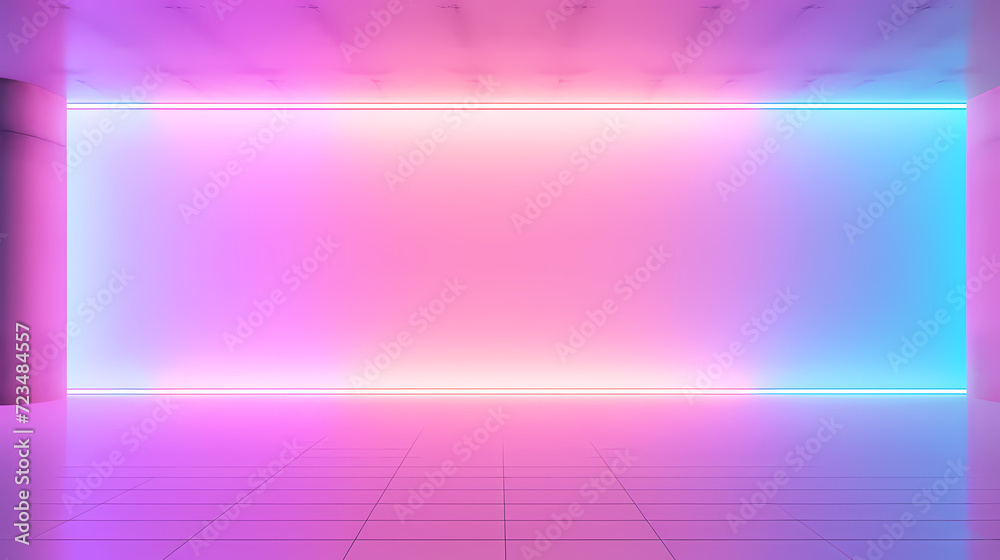 Fototapeta premium Empty room with neon space for design