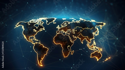 Earth concept of global network and connectivity, data transfer and cyber technology.