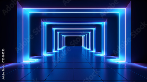 Empty room with neon space for design