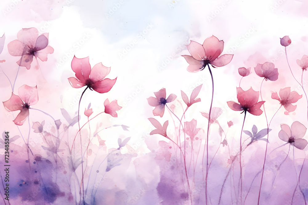 Watercolor elegant pastel pink floral borer background for illustration design print card wallpaper