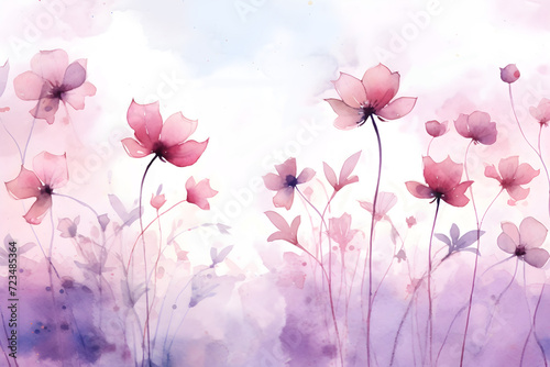 Watercolor elegant pastel pink floral borer background for illustration design print card wallpaper
