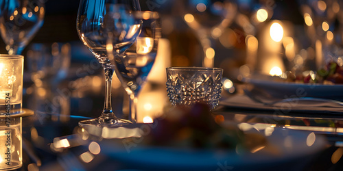 Wallpaper Mural wine glass ,Dinner Party , Elegant Dinner Table Setting with Candlelight and Glassware, Romantic Candlelit Dinner with Wine Glasses and Plates Torontodigital.ca