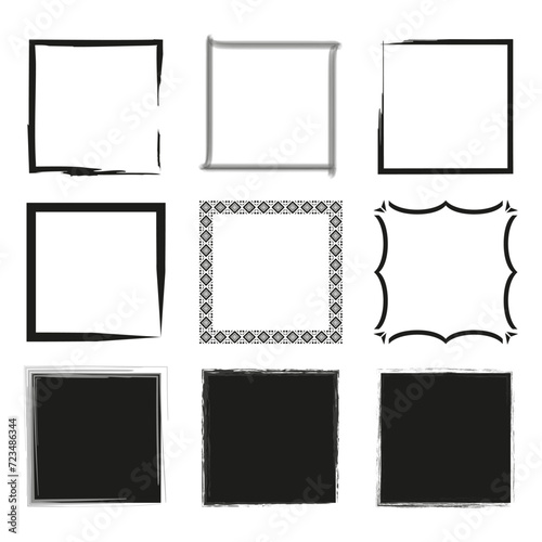 Handdrawn square frame. Vector illustration. EPS 10.