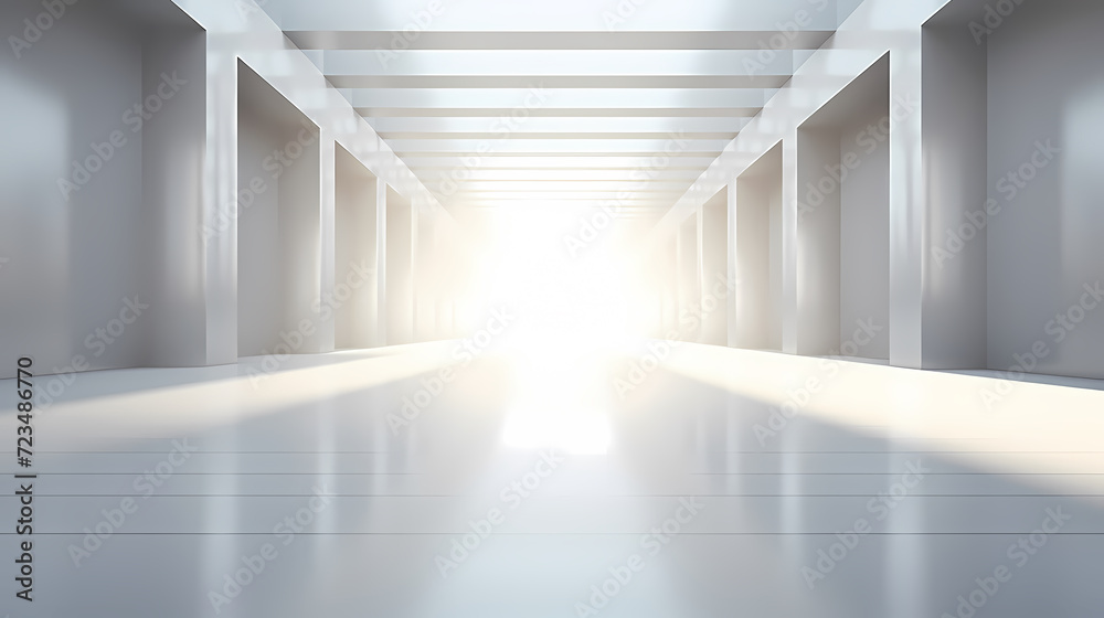 Obraz premium 3D space, light shining from above, empty room