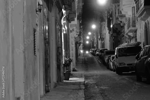 Narrow street at night