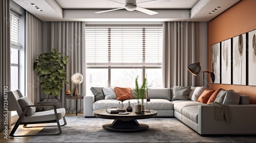 Modern elegant living room creative interior composition 