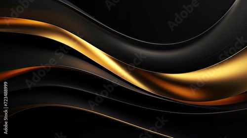 3D Abstract Wallpaper with Dark Golden and Black Background  Generative AI