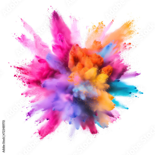 color powder explosion on transparent background