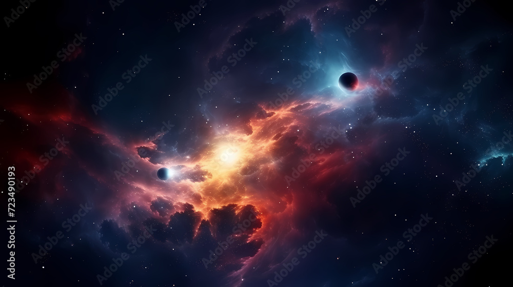 Obraz premium Galaxy nebula background in space, 3D illustration of nebulae in the universe