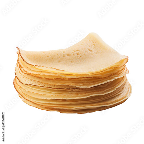 stack of pancakes on a white background