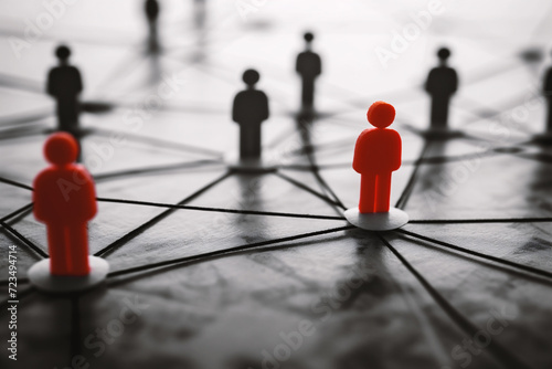 Red people network on white background. Network concept.