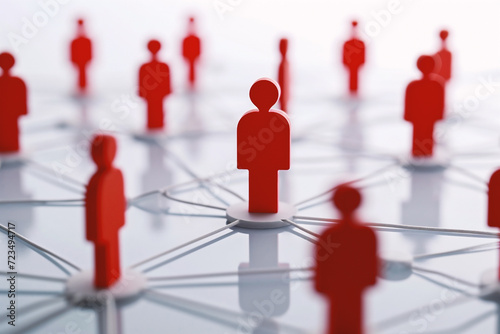 Red people network on white background. Network concept.
