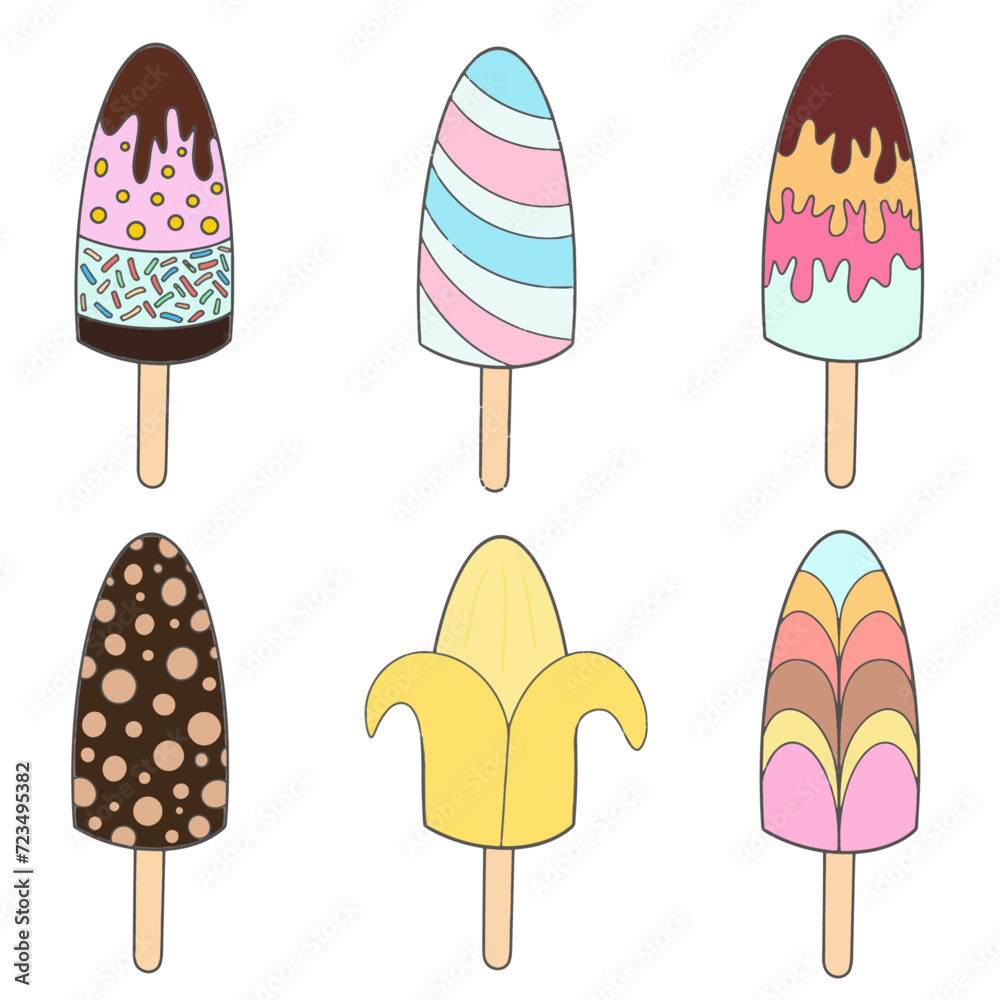 Set of ice cream with many flavor Set of ice cream with many flavor