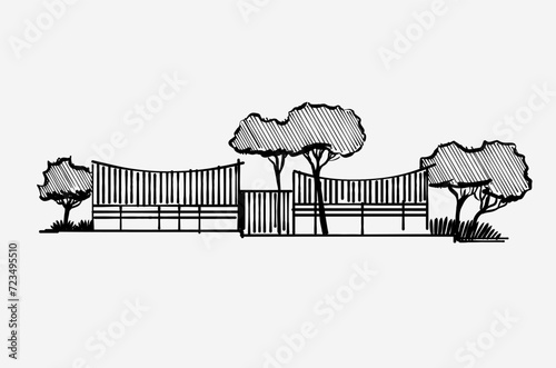Hand drawn sketch of a house. Architecture.