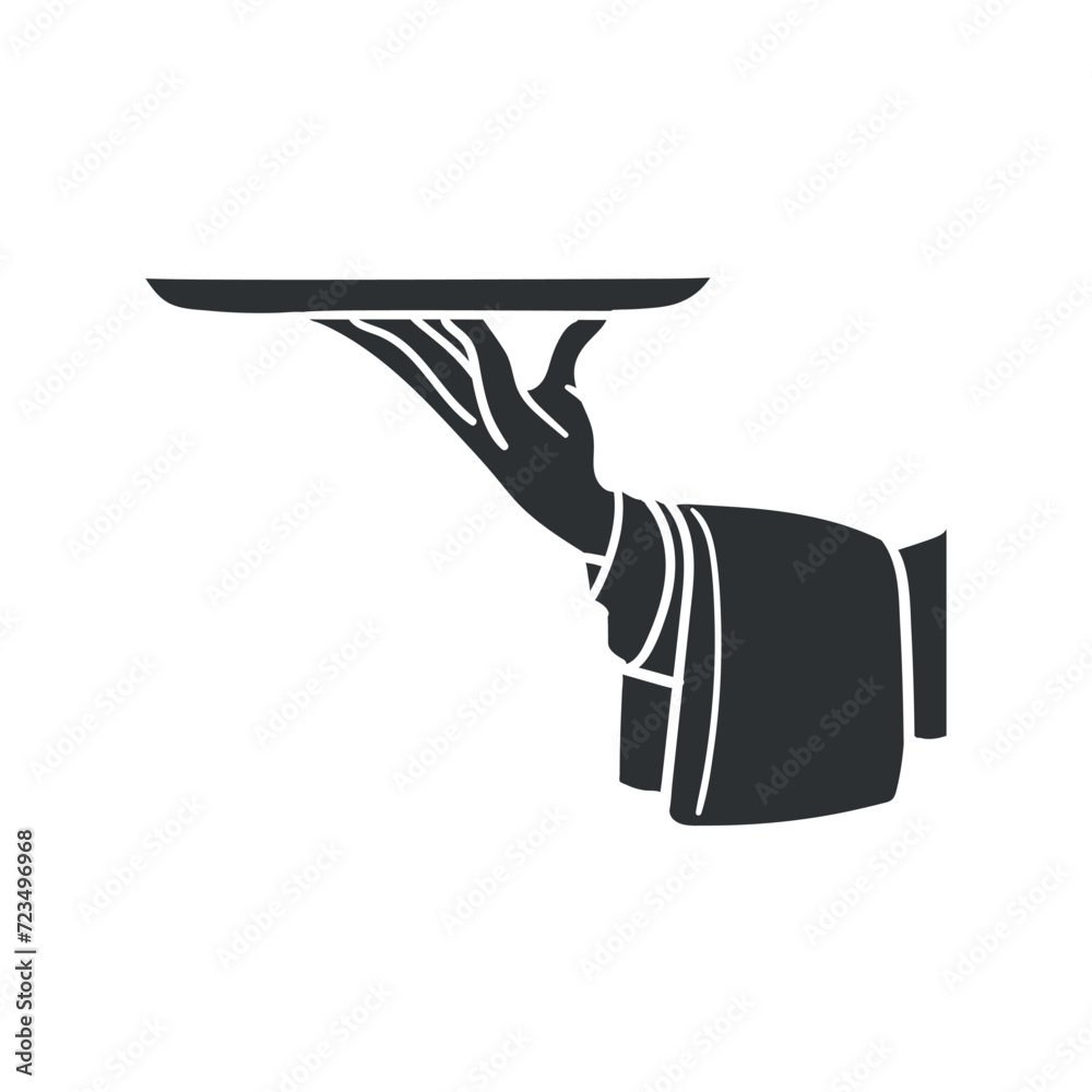 Waiter Pictrogram Waiter Tray Icon Silhouette Illustration. Restaurant Vector Graphic ...