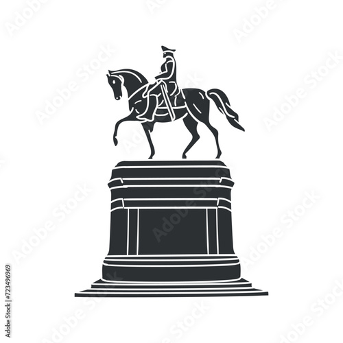 Boston, MA, USA Icon Silhouette Illustration. Washington Statue Vector Graphic Pictogram Symbol Clip Art. Doodle Sketch Black Sign.