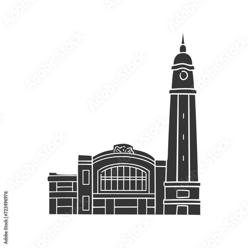 Cleveland, OH, USA Icon Silhouette Illustration. West Side Market Vector Graphic Pictogram Symbol Clip Art. Doodle Sketch Black Sign.