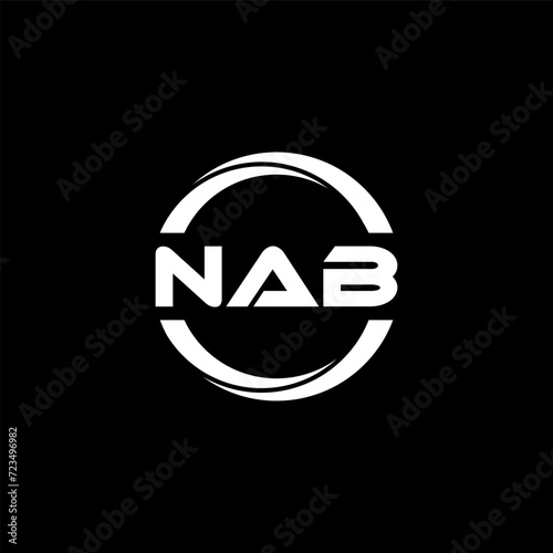 NAB letter logo design with black background in illustrator, cube logo, vector logo, modern alphabet font overlap style. calligraphy designs for logo, Poster, Invitation, etc.