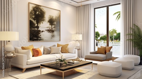 Modern elegant living room interior design inspired by sophisticated palette  © Faisal