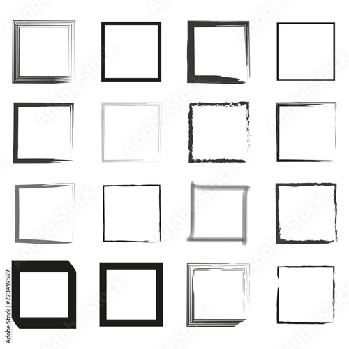 Handdrawn square frame. Vector illustration. EPS 10. Stock image.
