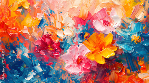 Colorful Flowers Painted with Acrylic Paint