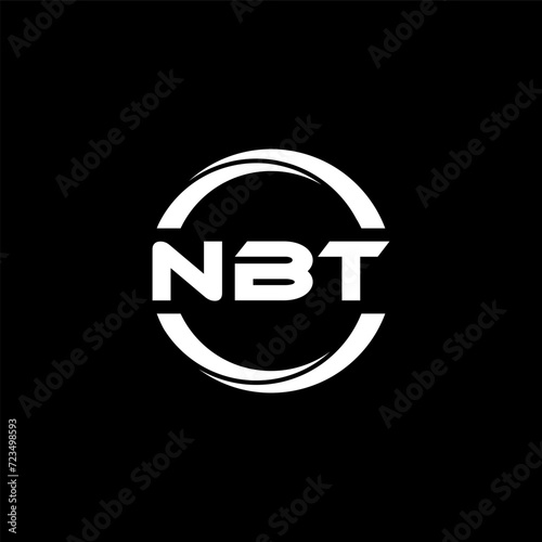 NBT letter logo design with black background in illustrator, cube logo, vector logo, modern alphabet font overlap style. calligraphy designs for logo, Poster, Invitation, etc. photo