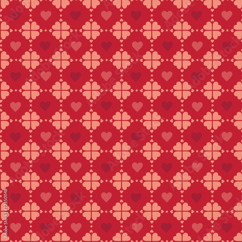 Seamless Valentine Heart Pattern On Red Background