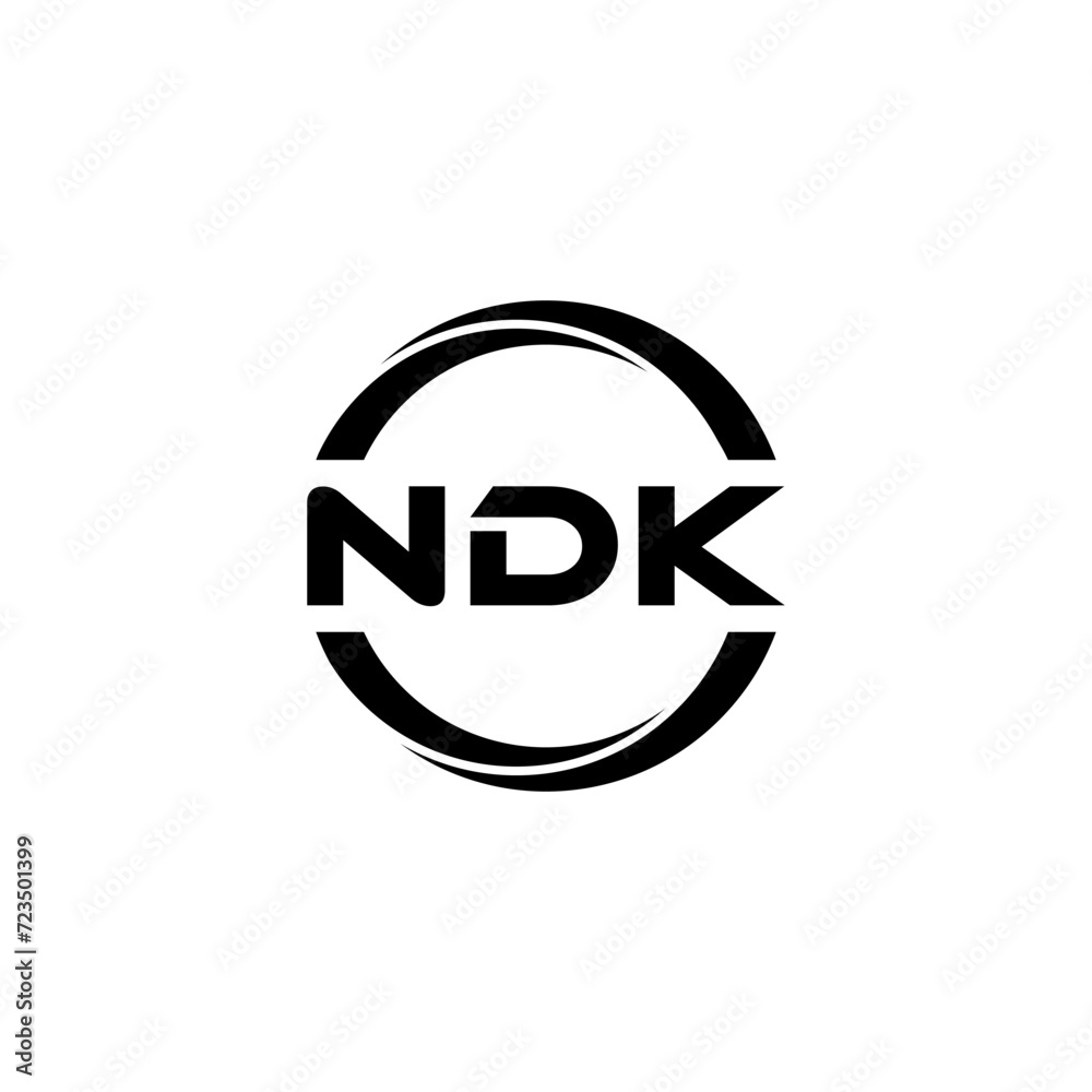 NDK letter logo design with white background in illustrator, cube logo, vector logo, modern alphabet font overlap style. calligraphy designs for logo, Poster, Invitation, etc.