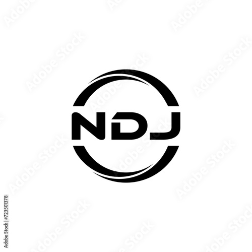 NDJ letter logo design with white background in illustrator, cube logo, vector logo, modern alphabet font overlap style. calligraphy designs for logo, Poster, Invitation, etc. photo