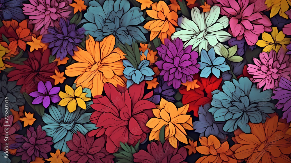 Seamless flower background, colorful flower background