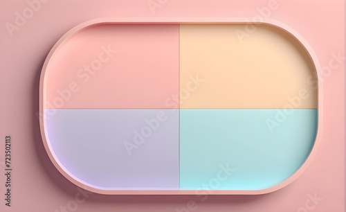 Free Download Empty 3D template featuring cute aesthetic, rounded edges, soft pastel color palette, shadow casting, ideal for character insertion. Generative AI - GFXLoad