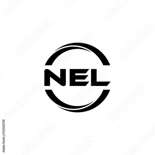 NEL letter logo design with white background in illustrator, cube logo, vector logo, modern alphabet font overlap style. calligraphy designs for logo, Poster, Invitation, etc. photo