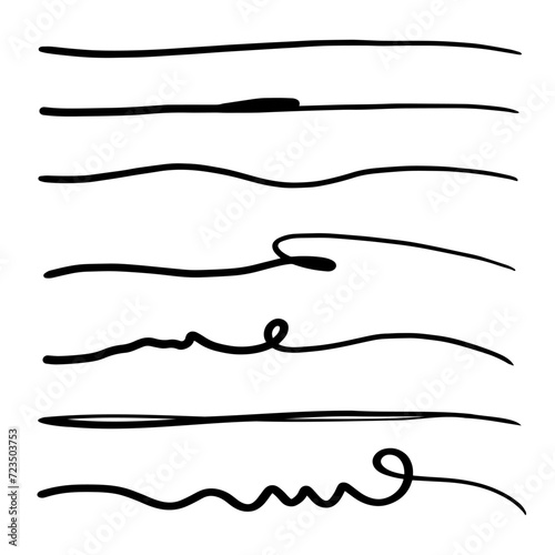 Vector collection of hand drawn lines, brush lines, brush strokes, underline