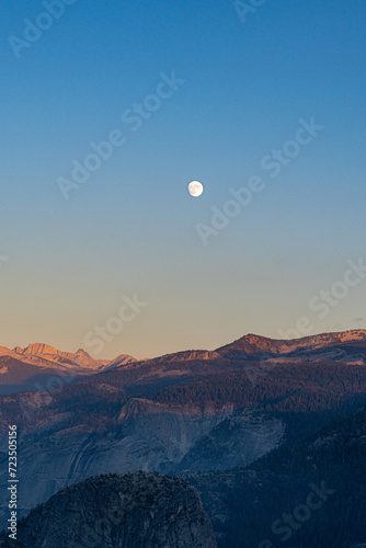 Full moon in a Sunset at Yosemite National Park