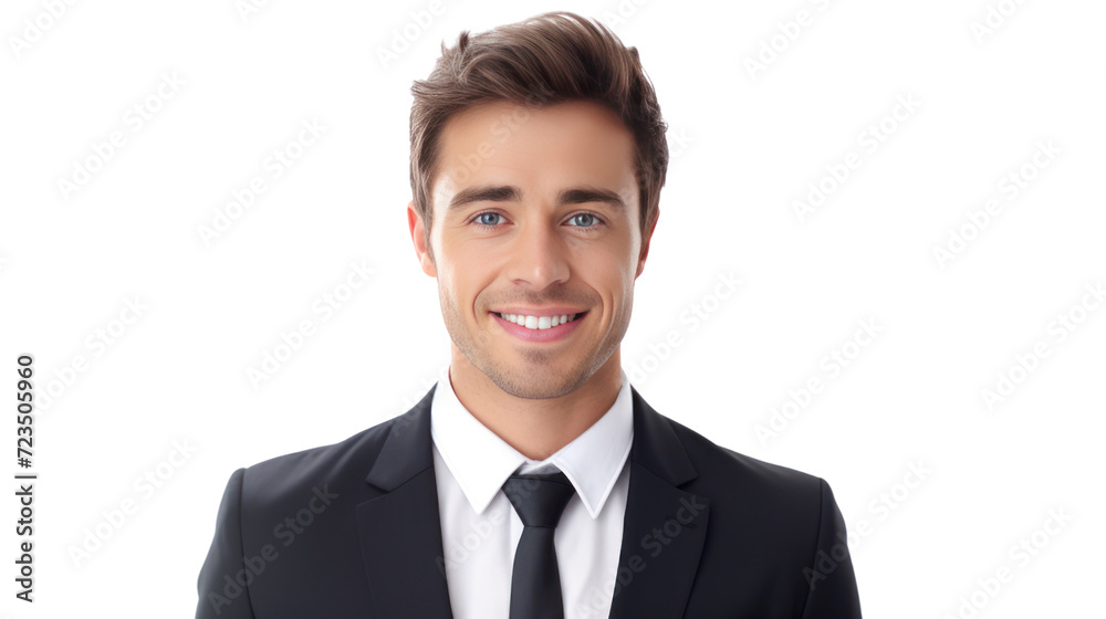 Portrait of handsome caucasian man in formal suit isolated on transparent and white background.PNG image. Portrait of handsome caucasian man in formal suit isolated on transparent and white background.PNG image.